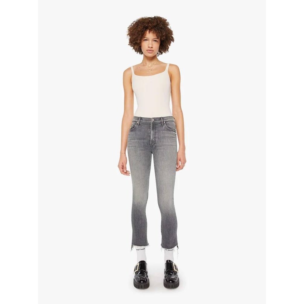 MOTHER The‎ Insider Crop Step Fray Jeans Barely There Grey High Rise Denim 29
